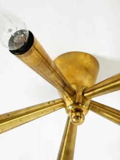 Mid-Century Modern Sputnik Messing Deckenlampe mit Fünf Armen, 1950er