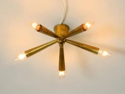 Mid-Century Modern Sputnik Messing Deckenlampe mit Fünf Armen, 1950er