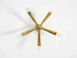 Mid-Century Modern Sputnik Messing Deckenlampe mit Fünf Armen, 1950er