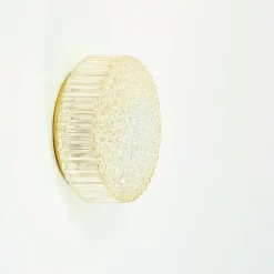 Mid-Century Modern Wandlampe aus bernsteinfarbenem Sideglas von Helena Tynell für Limburg, 1970er