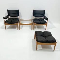 Mid-Century Modus Sessel, Tisch & Hocker aus Eiche von Kristian Solmer Vedel für Soren Willadsen, Dänemark, 1960er, 4er Set