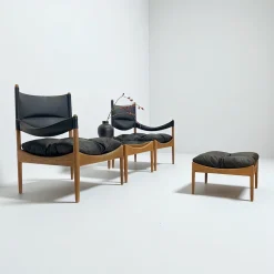 Mid-Century Modus Sessel, Tisch & Hocker aus Eiche von Kristian Solmer Vedel für Soren Willadsen, Dänemark, 1960er, 4er Set