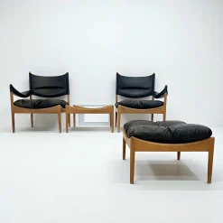 Mid-Century Modus Sessel, Tisch & Hocker aus Eiche von Kristian Solmer Vedel für Soren Willadsen, Dänemark, 1960er, 4er Set