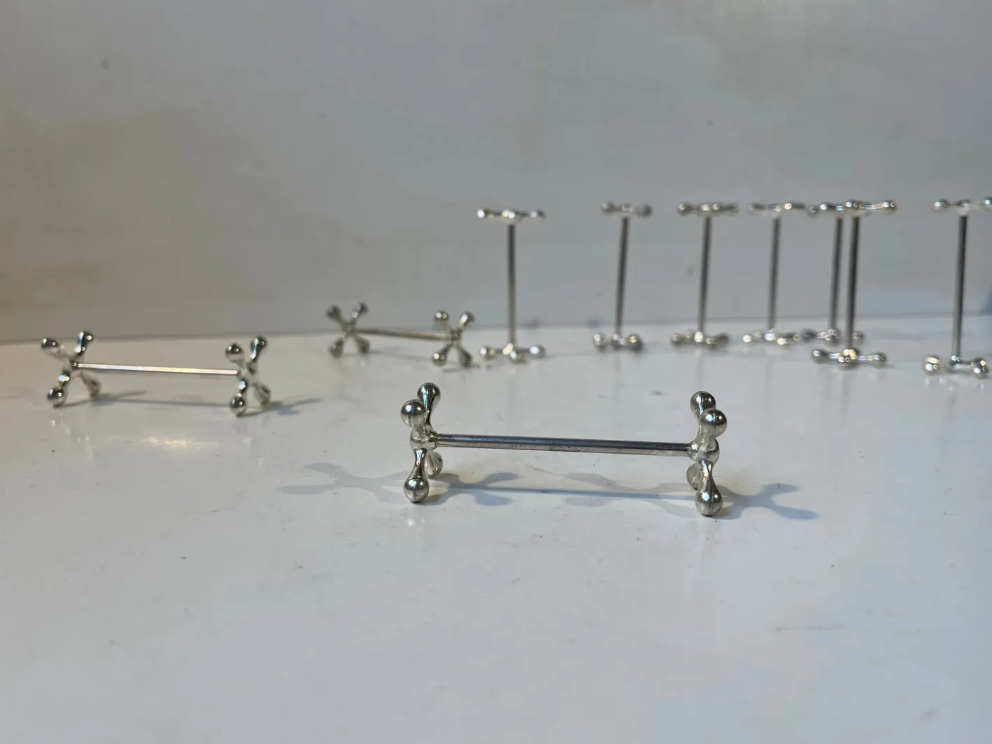 Mid-Century Molekulare Silberne Messerbänke, 1960er, 10 . Set