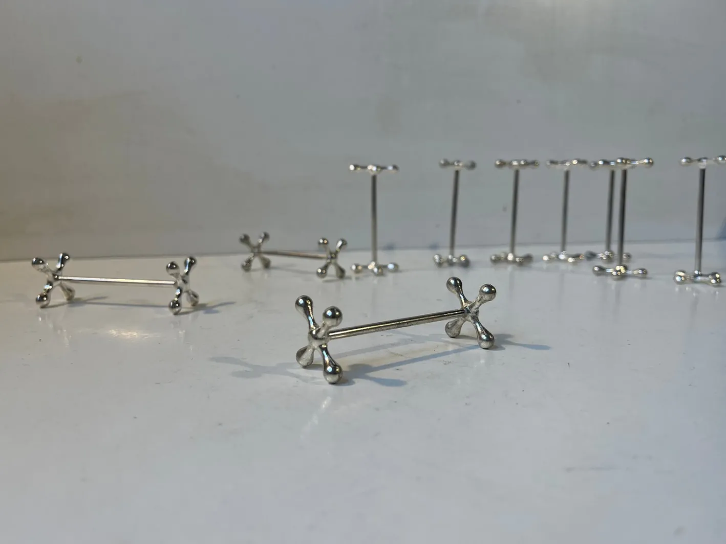 Mid-Century Molekulare Silberne Messerbänke, 1960er, 10 . Set