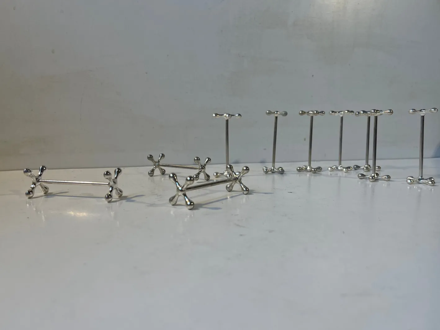 Mid-Century Molekulare Silberne Messerbänke, 1960er, 10 . Set