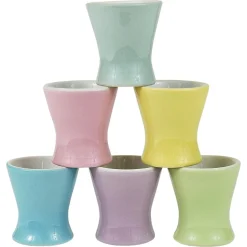 Mid-Century Pastell Gänseblümchen Porzellan Eierbecher von Lilien, Österreich, 1950er, 6 . Set
