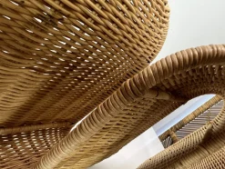 Mid-Century Rattan Zeitschriftenhalter zur Wandmontage, 1970er