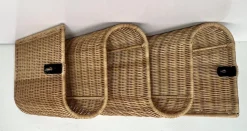 Mid-Century Rattan Zeitschriftenhalter zur Wandmontage, 1970er