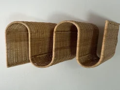Mid-Century Rattan Zeitschriftenhalter zur Wandmontage, 1970er