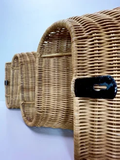 Mid-Century Rattan Zeitschriftenhalter zur Wandmontage, 1970er