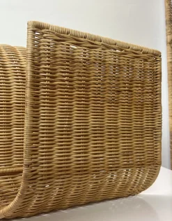 Mid-Century Rattan Zeitschriftenhalter zur Wandmontage, 1970er