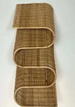 Mid-Century Rattan Zeitschriftenhalter zur Wandmontage, 1970er
