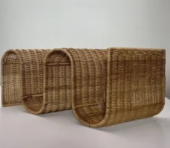 Mid-Century Rattan Zeitschriftenhalter zur Wandmontage, 1970er