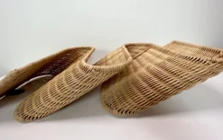 Mid-Century Rattan Zeitschriftenhalter zur Wandmontage, 1970er