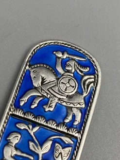 Mid-Century Sammlerlöffel aus Sterling Silber mit Emaille-Arbeit von David Anderson, Norwegen
