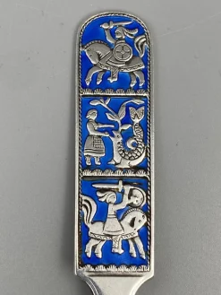 Mid-Century Sammlerlöffel aus Sterling Silber mit Emaille-Arbeit von David Anderson, Norwegen