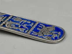 Mid-Century Sammlerlöffel aus Sterling Silber mit Emaille-Arbeit von David Anderson, Norwegen