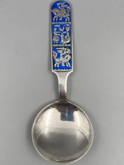 Mid-Century Sammlerlöffel aus Sterling Silber mit Emaille-Arbeit von David Anderson, Norwegen
