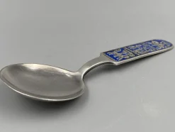 Mid-Century Sammlerlöffel aus Sterling Silber mit Emaille-Arbeit von David Anderson, Norwegen
