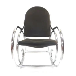 Mid-Century Schaukelstuhl aus Chrom & Stoff, 1970er