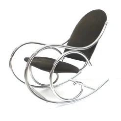 Mid-Century Schaukelstuhl aus Chrom & Stoff, 1970er