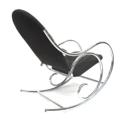 Mid-Century Schaukelstuhl aus Chrom & Stoff, 1970er