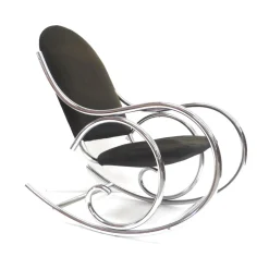 Mid-Century Schaukelstuhl aus Chrom & Stoff, 1970er