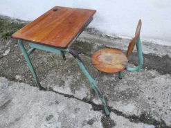 Mid-Century Schultisch aus Metall & Holz, 1950er