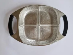 Mid-Century Servierteller aus Edelstahl & Glas von Cromargan, Deutschland, 1972