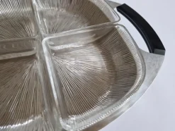 Mid-Century Servierteller aus Edelstahl & Glas von Cromargan, Deutschland, 1972