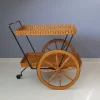 Mid-Century Servierwagen aus Metall, Holz & Kautschuk, 1950er