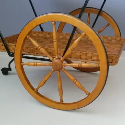 Mid-Century Servierwagen aus Metall, Holz & Kautschuk, 1950er