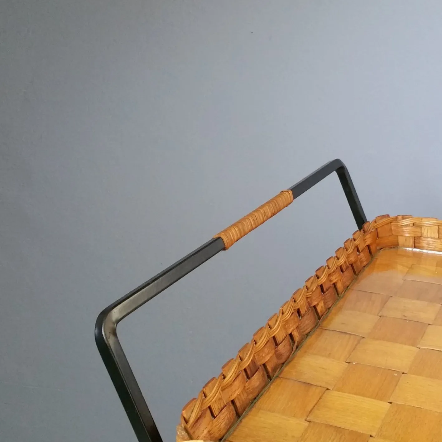 Mid-Century Servierwagen aus Metall, Holz & Kautschuk, 1950er