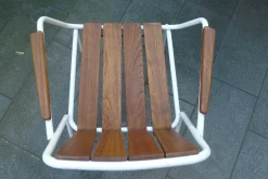 Mid-Century Skandinavisches Gartenstuhl aus Teakholz und Stahlrohr von Daneline, 1960er