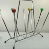 Mid-Century Space Age Sputnik Atomic Zeitschriftenhalter aus Chrom & Holz, 1970er