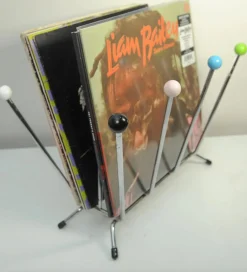 Mid-Century Space Age Sputnik Atomic Zeitschriftenhalter aus Chrom & Holz, 1970er