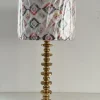 Mid-Century Tischlampe aus Messing mit Ikat Schirm, 1970er