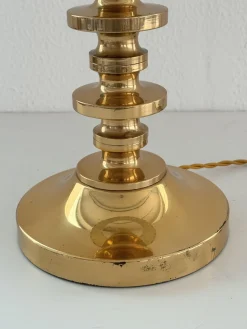 Mid-Century Tischlampe aus Messing mit Ikat Schirm, 1970er