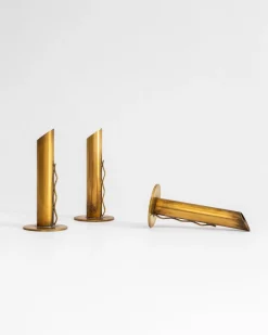 Mid-Century Vasen aus patiniertem Messing von Ystad-Metall, 1950er, 3er Set