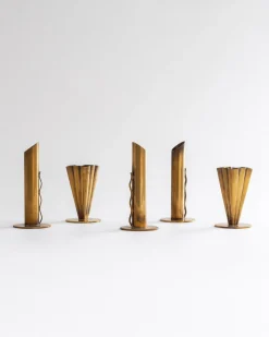 Mid-Century Vasen aus patiniertem Messing von Ystad-Metall, 1950er, 3er Set
