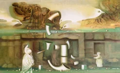 Mihailo Djokovic Tikalo, Surrealistische Komposition, 1983, Öl auf Leinwand