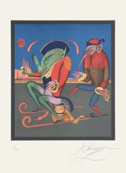 Mikhaïl Chemiakin 1985, Carnaval de St Petersburg III: la luge, 1985, Lithographie