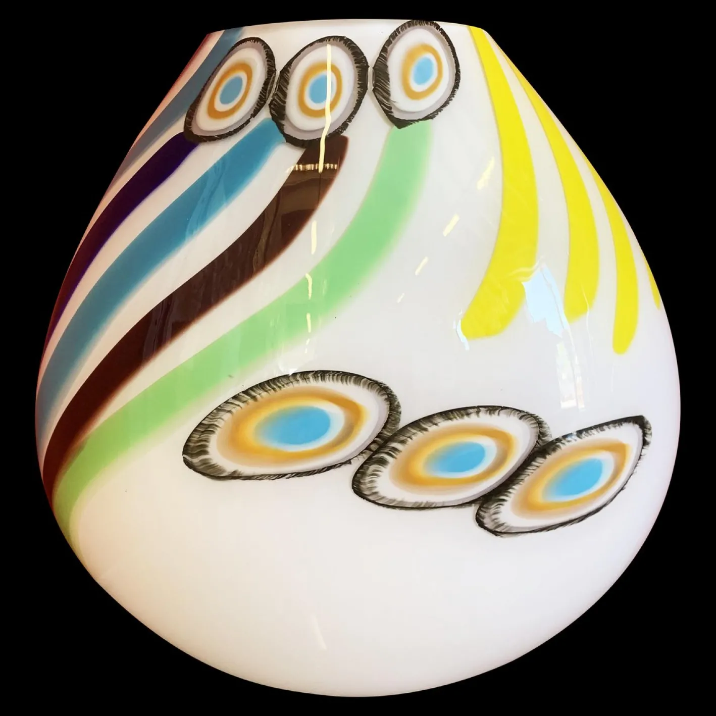 Milchweiße Tischlampe aus Muranoglas von Simoeng