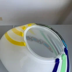 Milchweiße Tischlampe aus Muranoglas von Simoeng