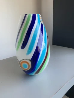 Milchweiße Tischlampe aus Muranoglas von Simoeng
