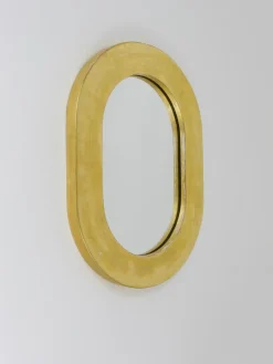 Minimalistischer Vergoldeter Mid-Century Wandspiegel von Carl Aubock, Wien, Österreich, 1960