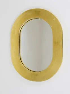 Minimalistischer Vergoldeter Mid-Century Wandspiegel von Carl Aubock, Wien, Österreich, 1960