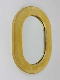 Minimalistischer Vergoldeter Mid-Century Wandspiegel von Carl Aubock, Wien, Österreich, 1960