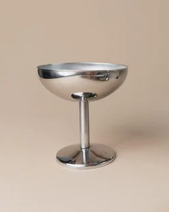 Minimalistische Vintage Edelstahl Trinkbecher mit Tablett, Italien, 1970er, 7 . Set